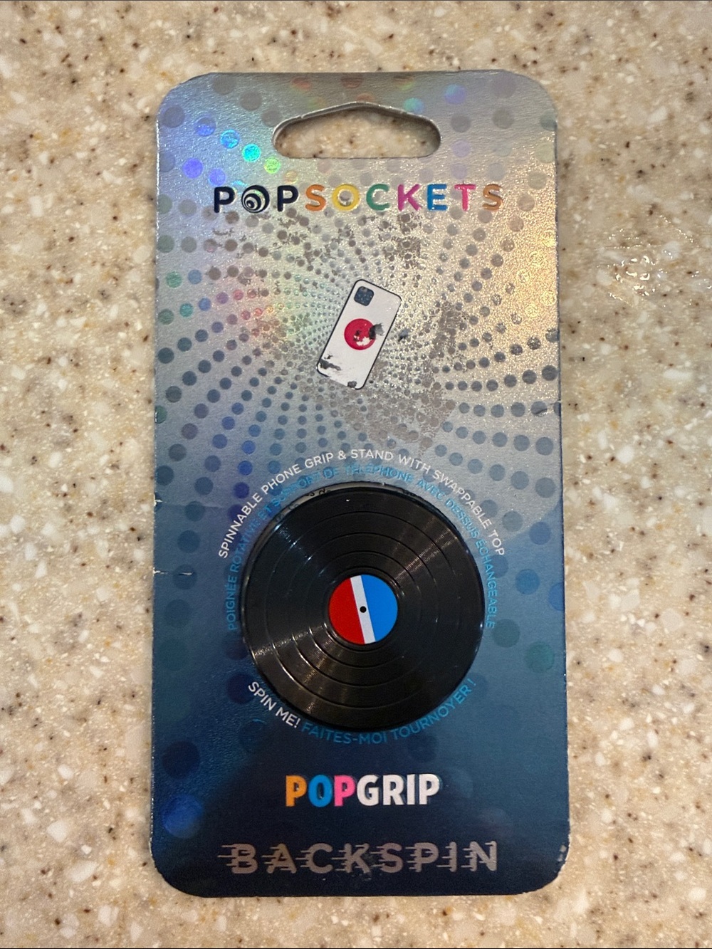 PopSockets PopGrip Backspin Spinnable Phone Grip Record Design